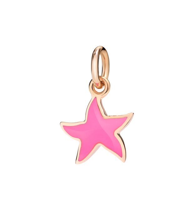Dodo Star Charm in 9kt Rose Gold and Fluo Pink Enamel