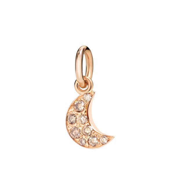 Dodo Moon Charm in 9kt Rose Gold and Brown Diamonds