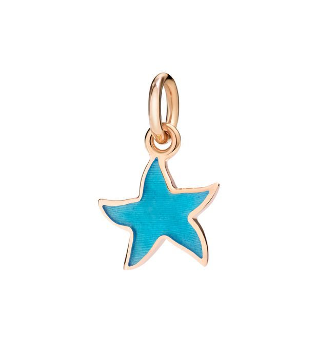Dodo Star Charm in 9kt Rose Gold and Turquoise Enamel