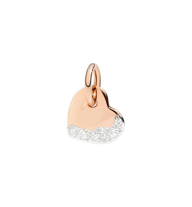Dodo Heart Charm in 9kt Rose Gold and Diamonds