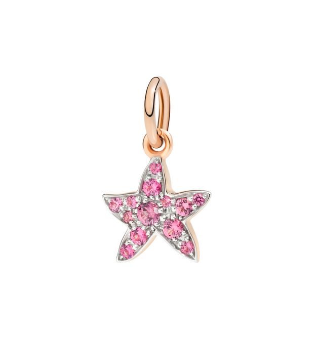 Dodo Star Charm 9kt Rose Gold Pink Spinel