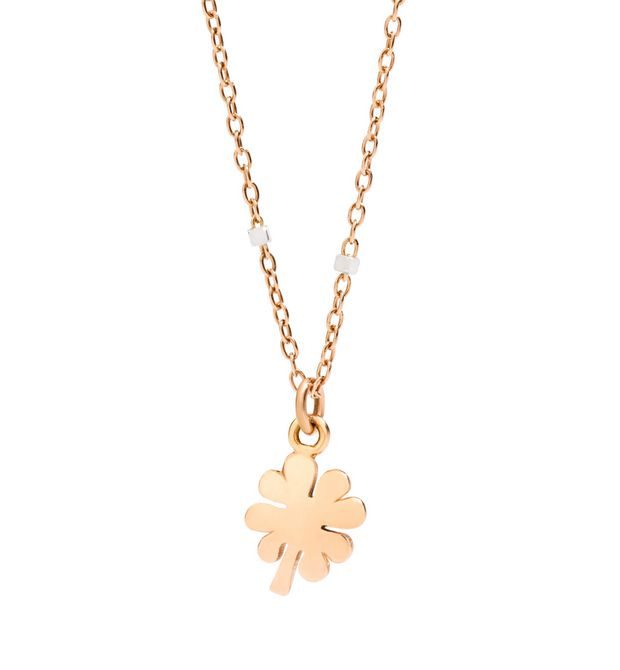 Dodo Mini Four Leaf Clover Necklace 9kt Rose Gold