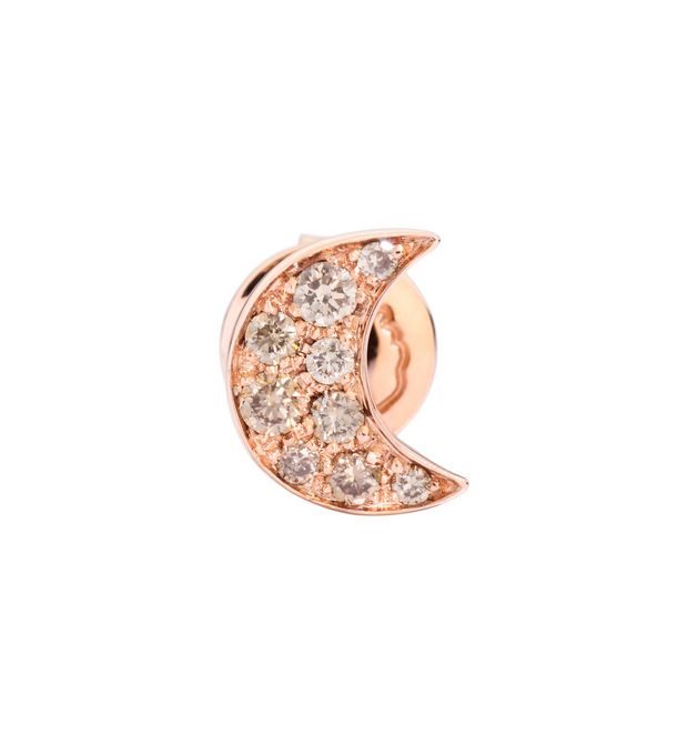 Dodo Moon Earring in 9kt Rose Gold and Brown Diamonds