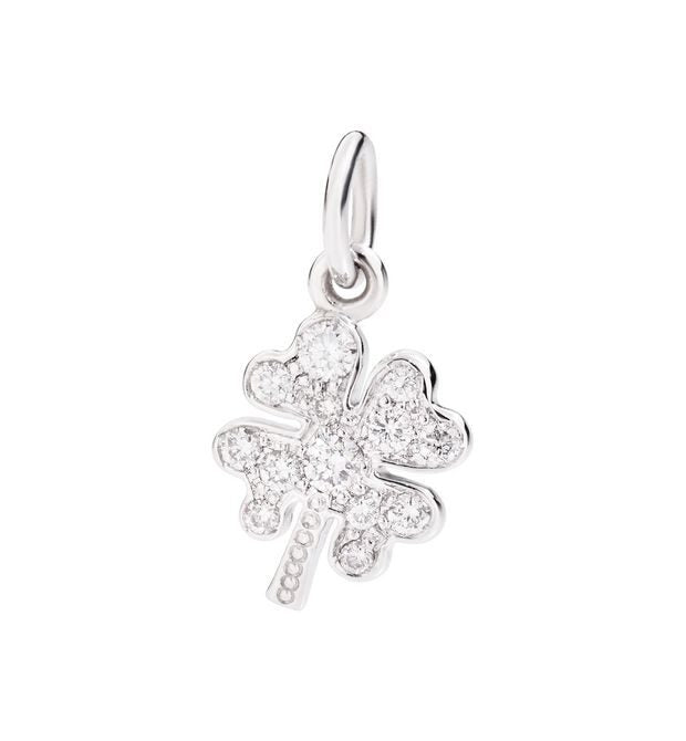 Dodo Precious Four-Leaf Clover Charm in 18kt White Gold and Diamonds