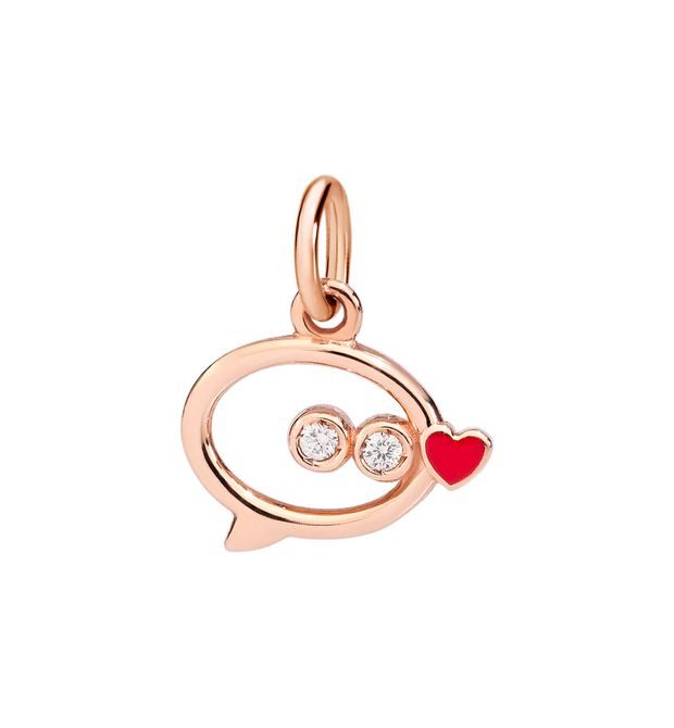 Dodo Message Charm 9kt Rose Gold Diamonds and Enamel