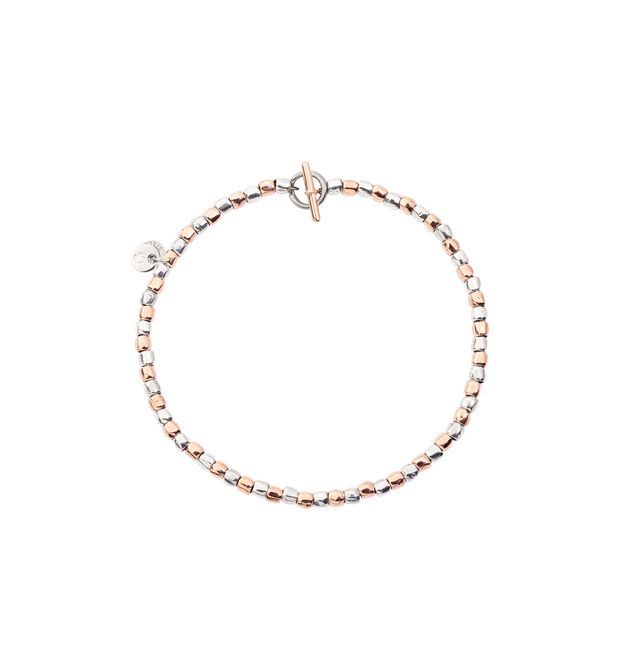 Dodo Mini Granelli Bracelet in Silver and 9kt Rose Gold