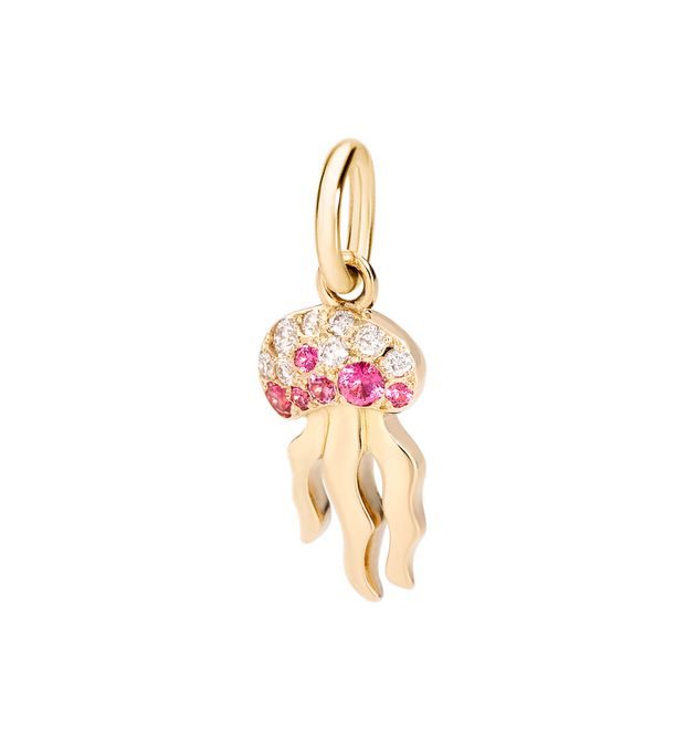Dodo Charm Medusa 18kt Yellow Gold Diamonds and Red Spinel