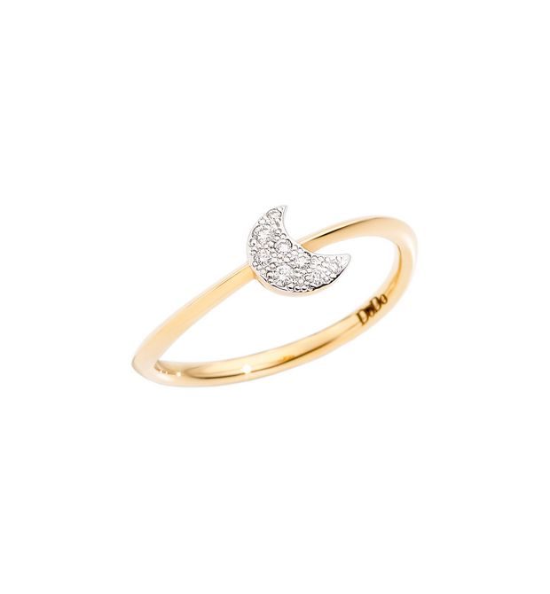 Dodo Moon Ring 18kt Yellow Gold Diamonds