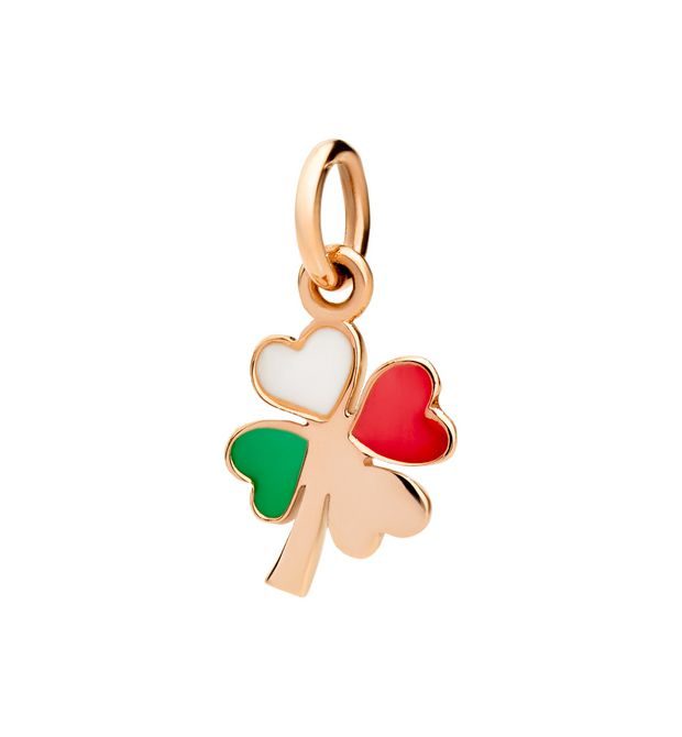 Dodo Italian Pride Four Leaf Clover Charm 9kt Rose Gold and Enamel