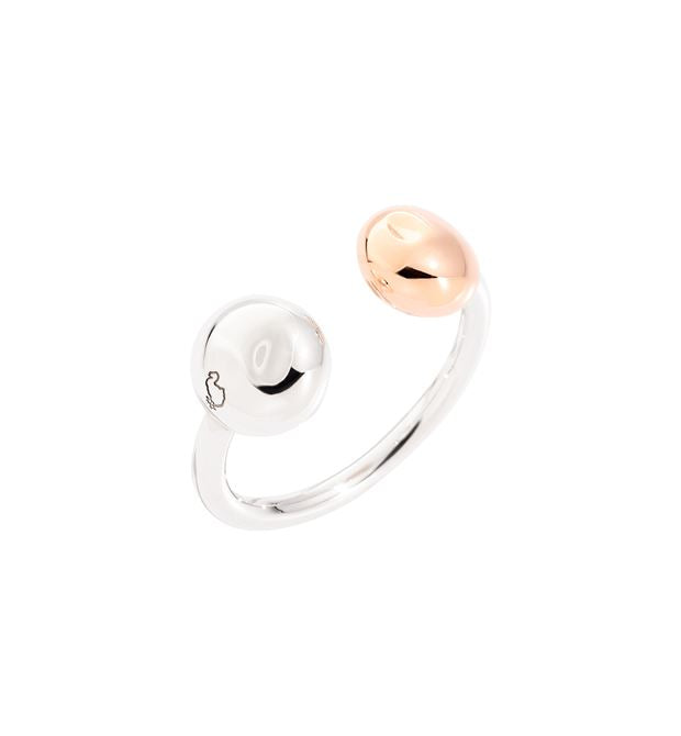 Dodo Nugget Ring in Silver and 9kt Rose Gold