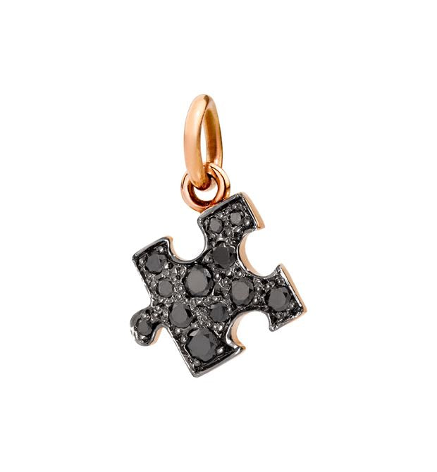 Dodo Charm Puzzle 9kt Rose Gold Black Diamonds