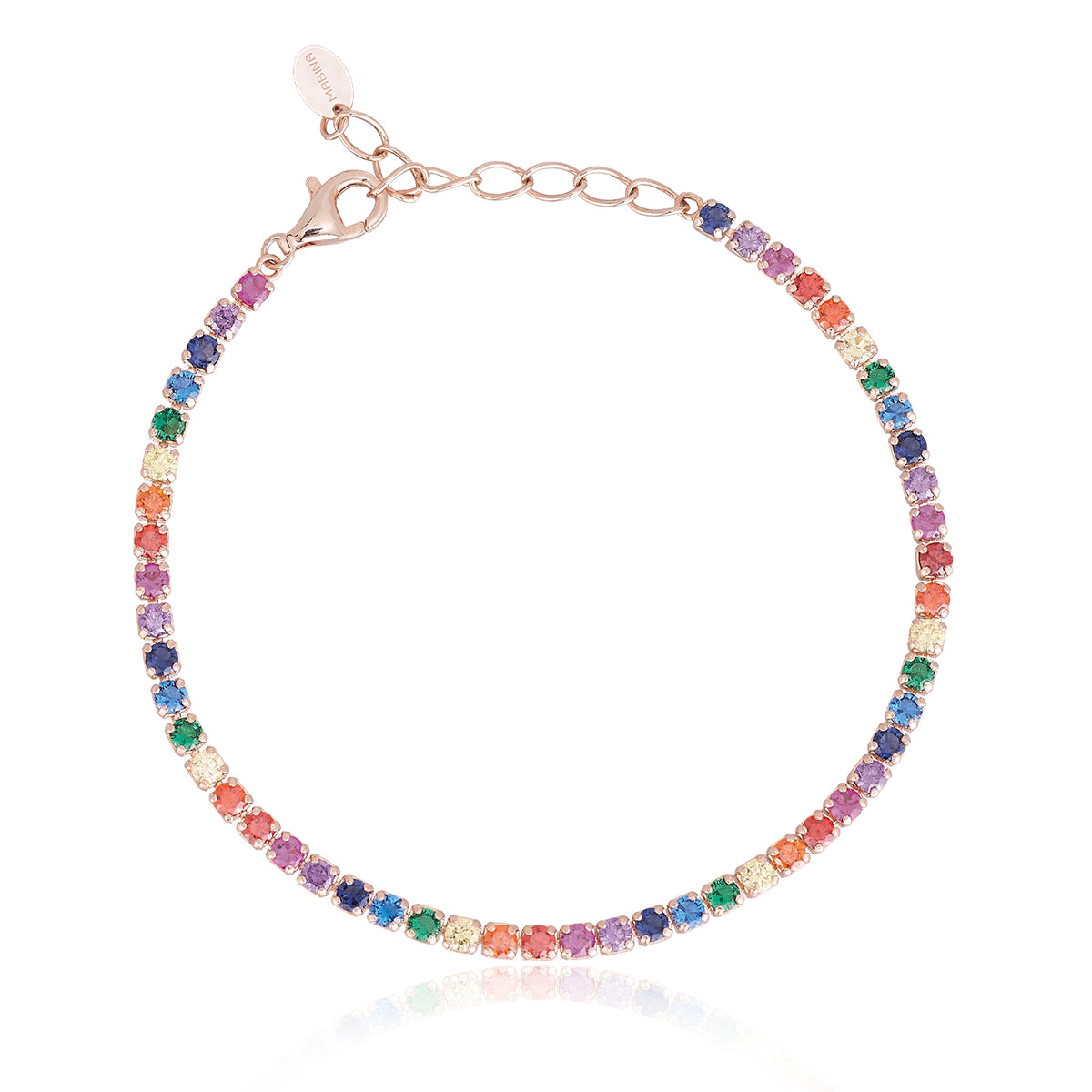 Maiocchi Silver Silver Tennis Bracelet with Rainbow Zircons