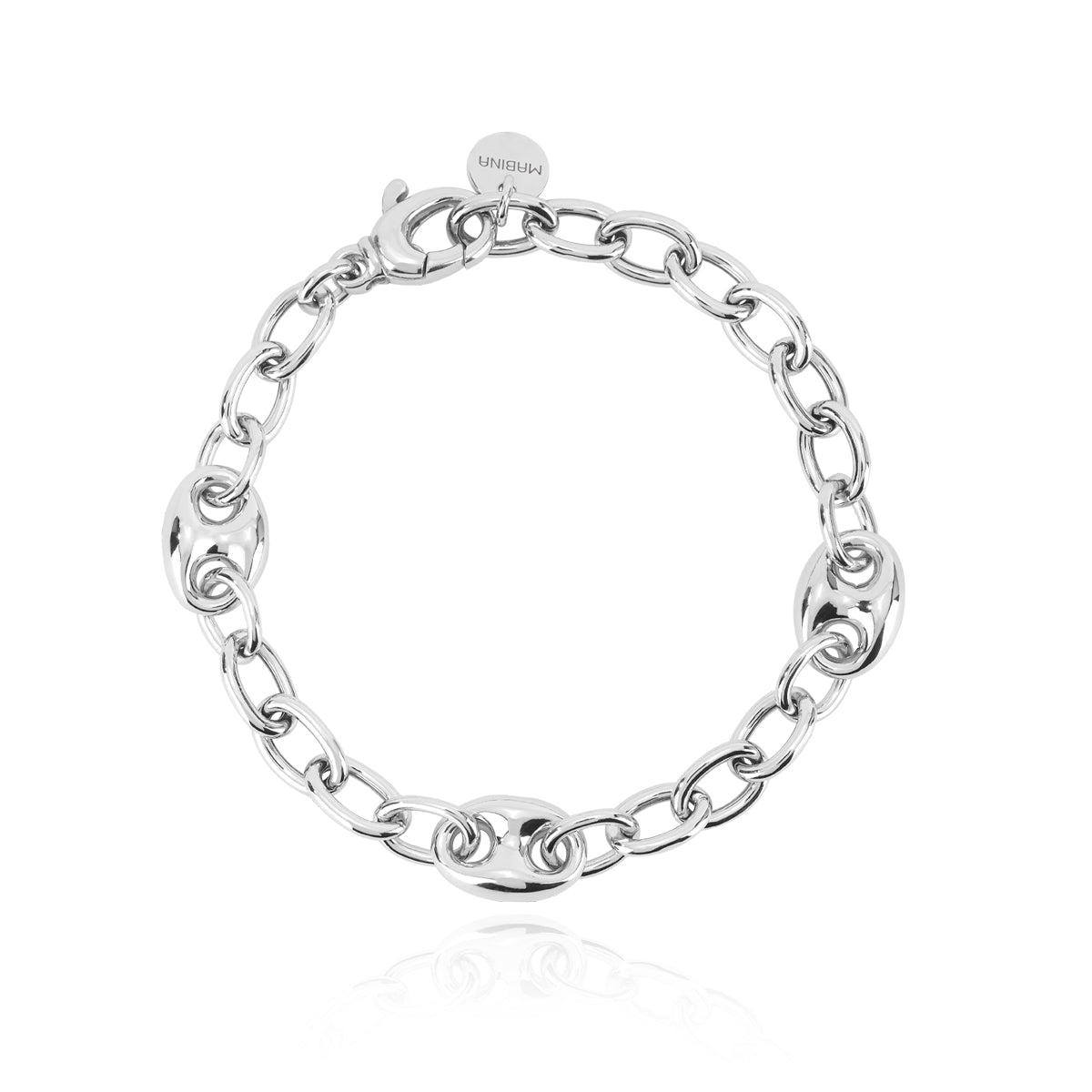 Maiocchi Silver Bracciale Maglia Ovale e Marina Argento