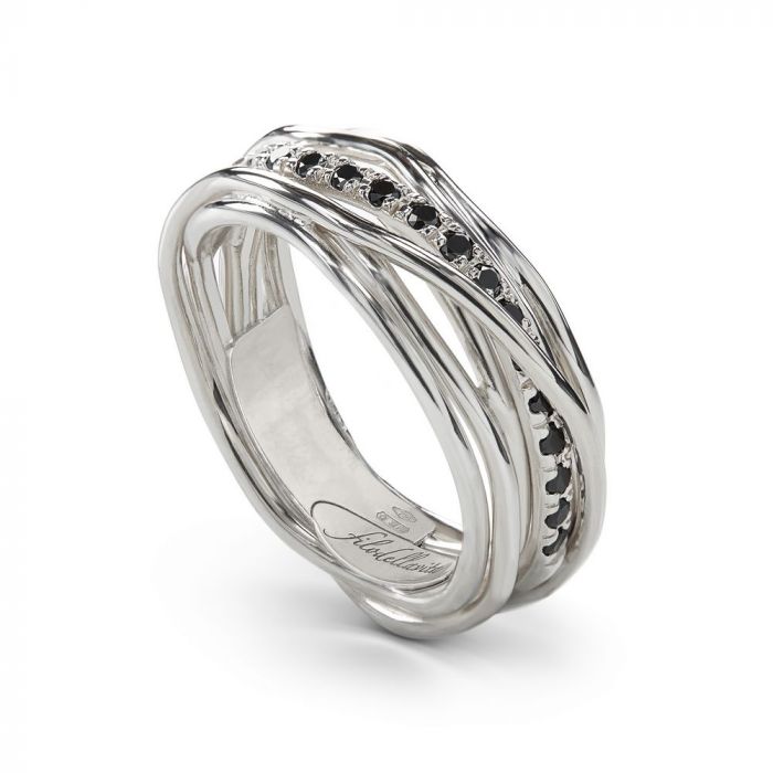 CLASSIC WAIST THREAD, 7 STRANDS IN 925 SILVER AND BLACK DIAMONDS