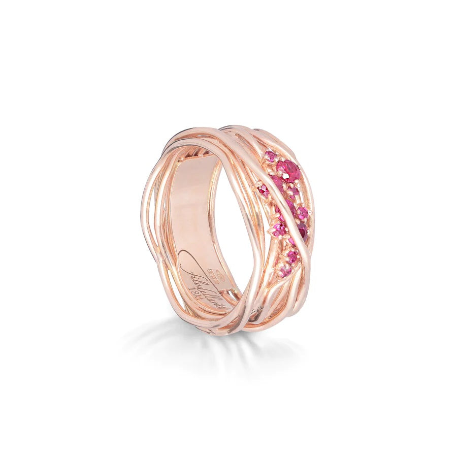 FILODELLAVITA TEN, 10 STRANDS IN 18KT ROSE GOLD AND RUBIES
