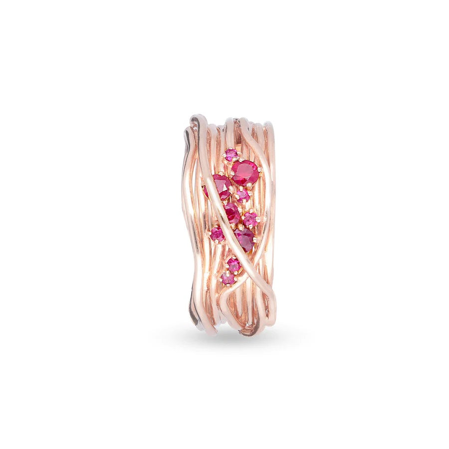 FILODELLAVITA TEN, 10 STRANDS IN 18KT ROSE GOLD AND RUBIES