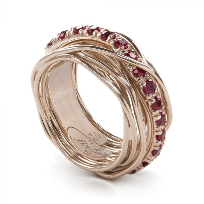 PREZIOSO 13 STRAND WAIST THREAD IN 9KT ROSE GOLD AND RUBIES