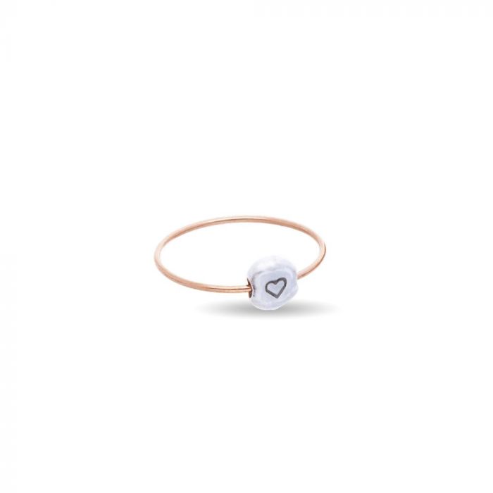 CUPID RING IN 9KT ROSE GOLD WITH PEBBLE IN 925 SILVER