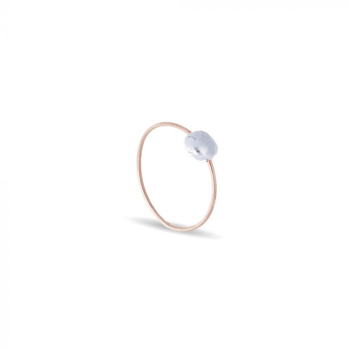 CUPID RING IN 9KT ROSE GOLD WITH PEBBLE IN 925 SILVER