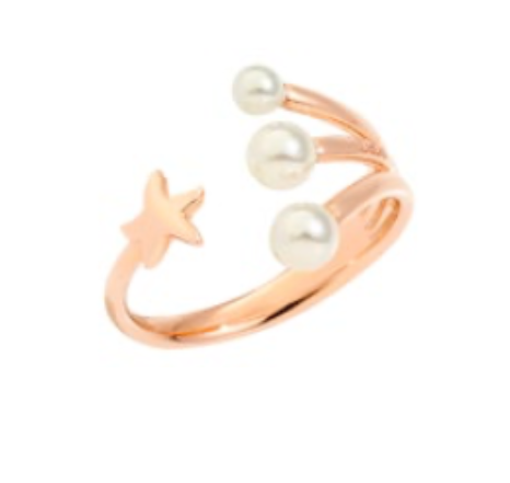 Dodo Rose gold star ring and 3 pearls