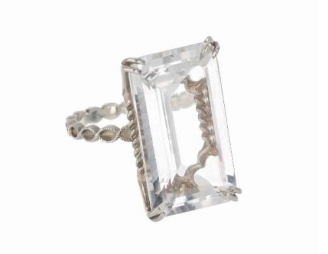 Maman et Sophie Silver ring with large rock crystal
