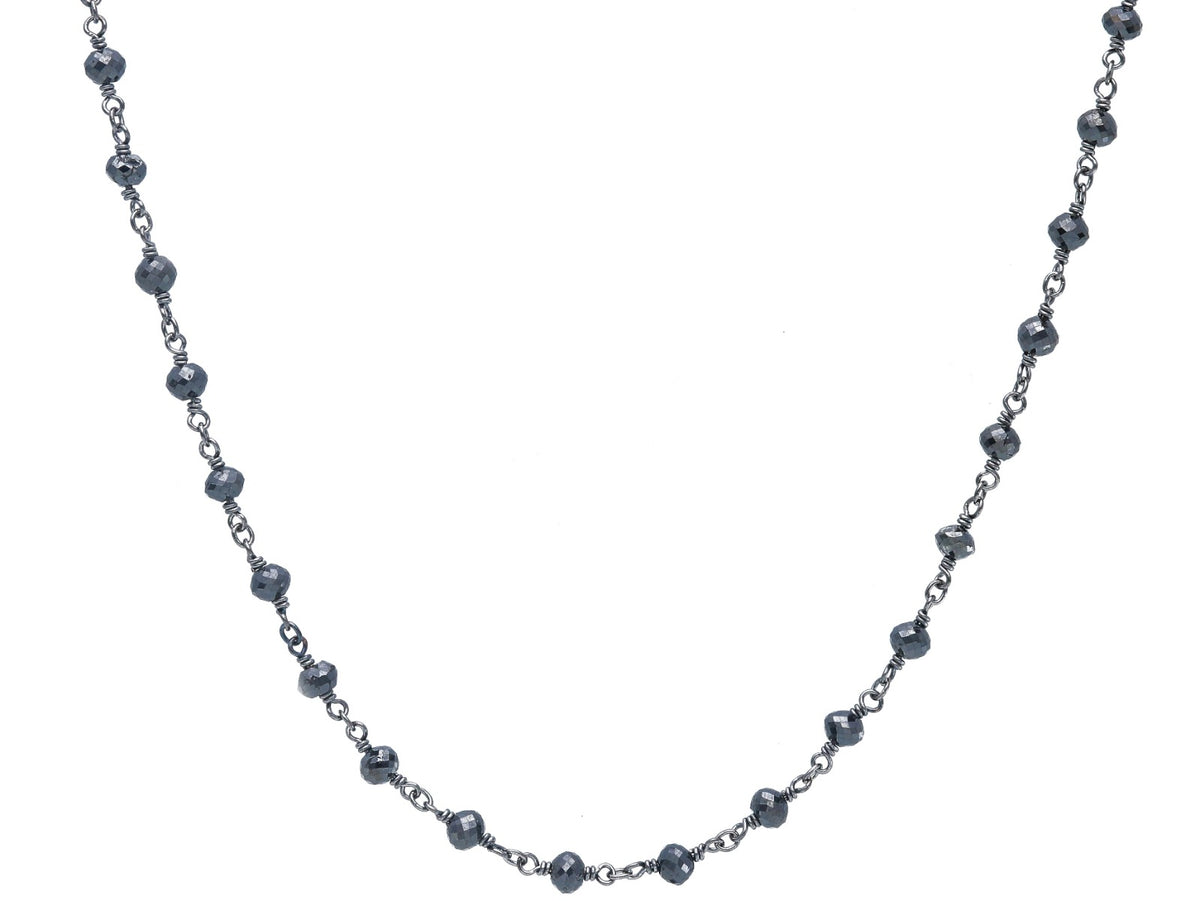 White Gold Necklace with Interspersed Black Diamonds 12.75 ct
