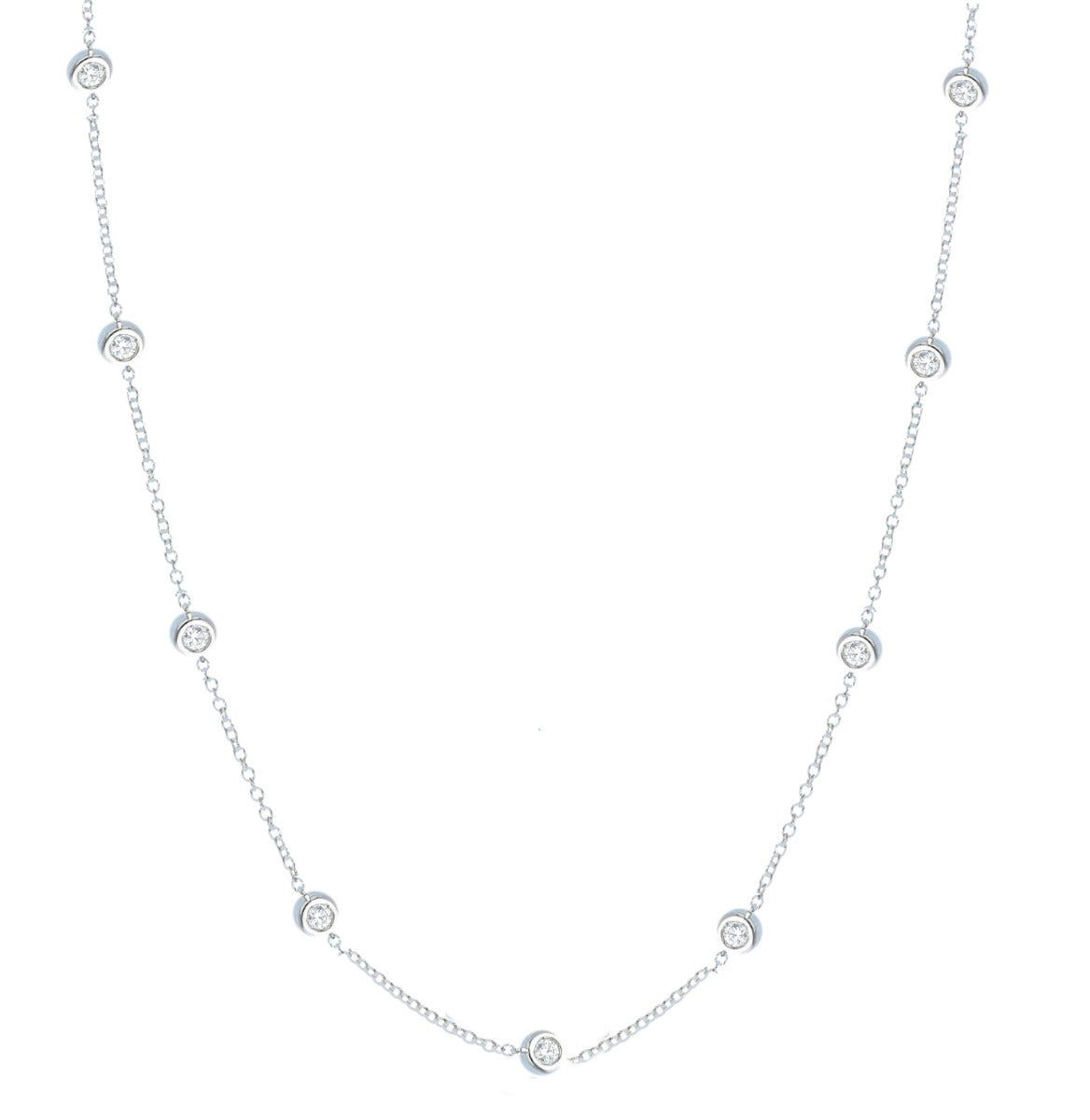 White Gold Necklace with Interspersed Diamonds 1.02 ct G