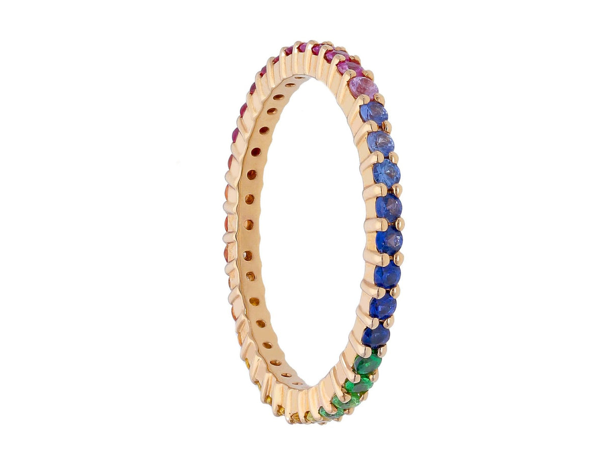 Rose Gold Ring with Natural Multicolor Sapphires 0.81 ct