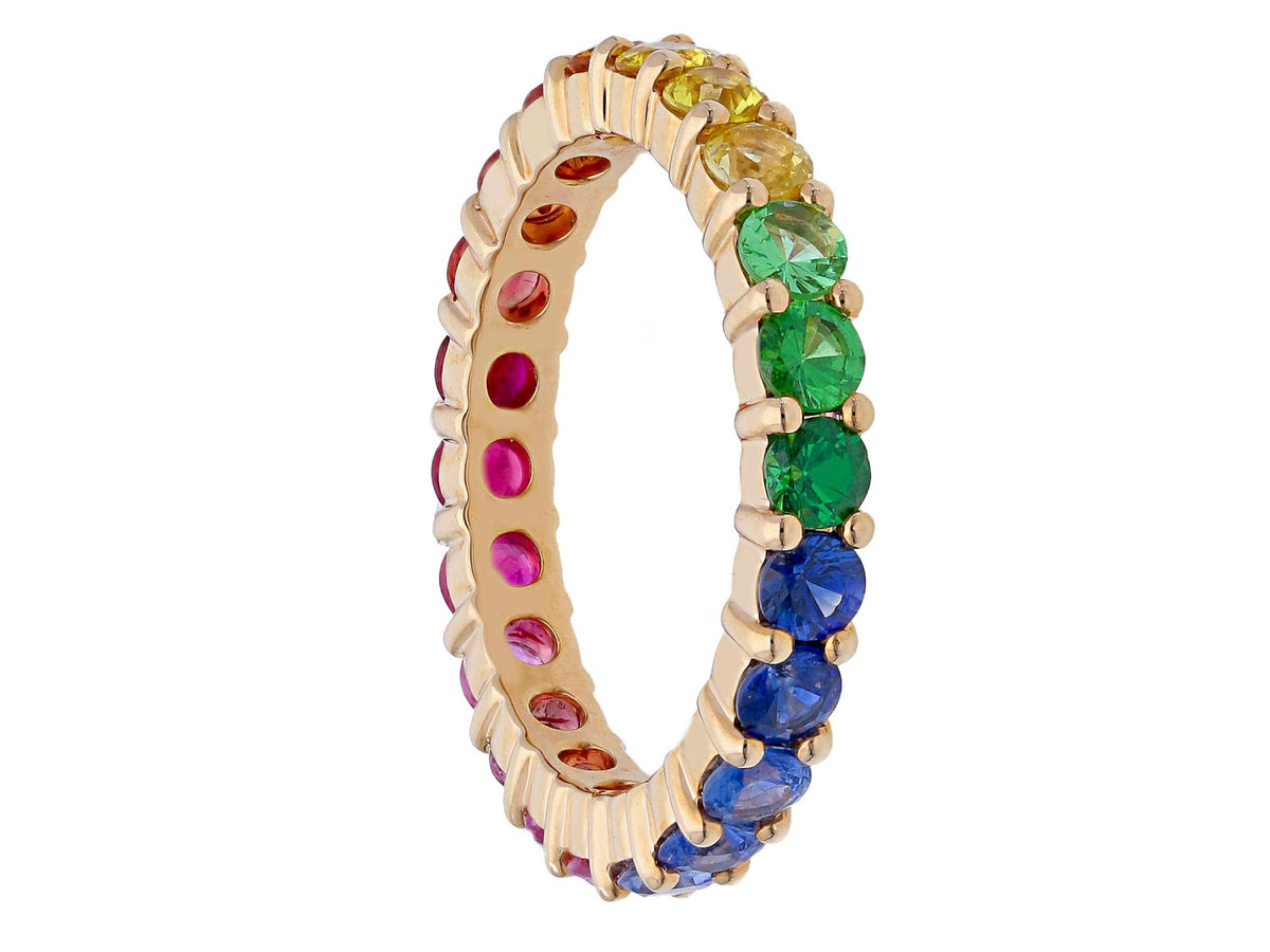 Rose Gold Ring with Natural Multicolor Sapphires 2.54 ct