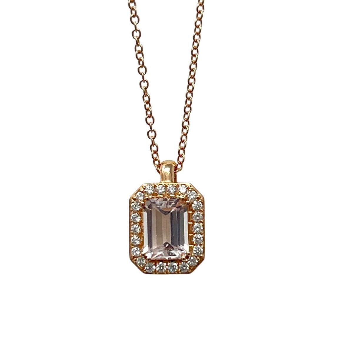 Polello Necklace in Rose Gold, Diamonds and Morganite
