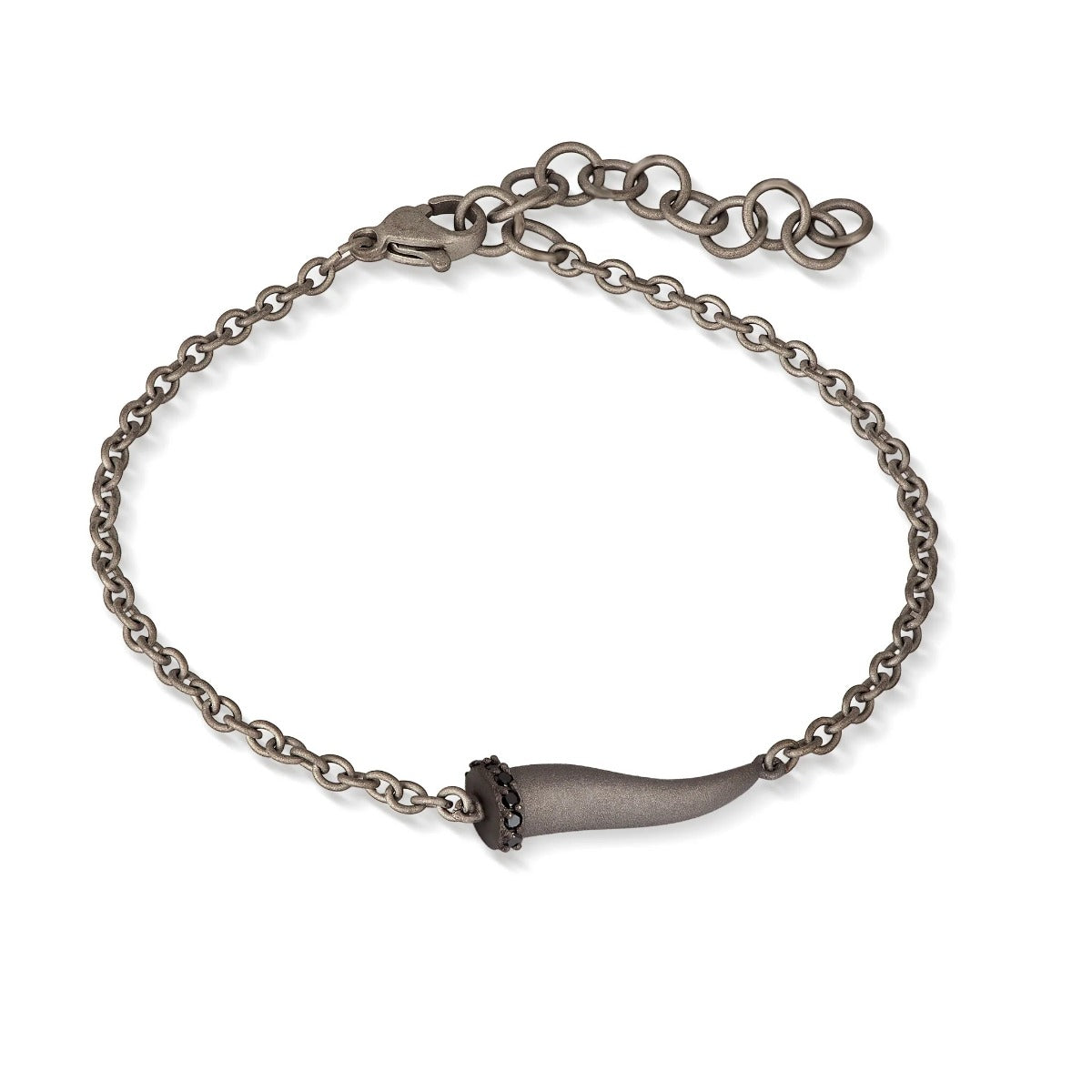 Mano Jewels Bracciale in titanio con cornetto e Diamanti Black