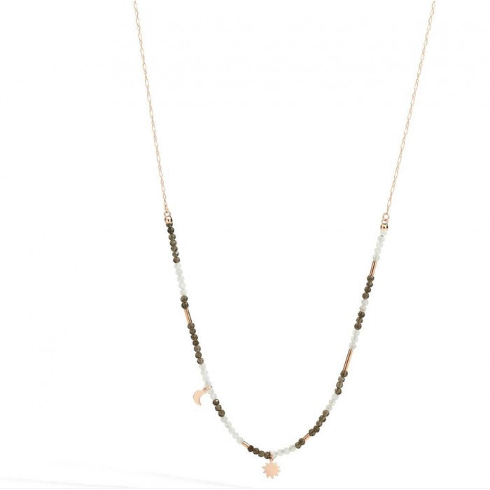 Dodo Moon and Sun Necklace 9kt Rose Gold and Smoky Quartz