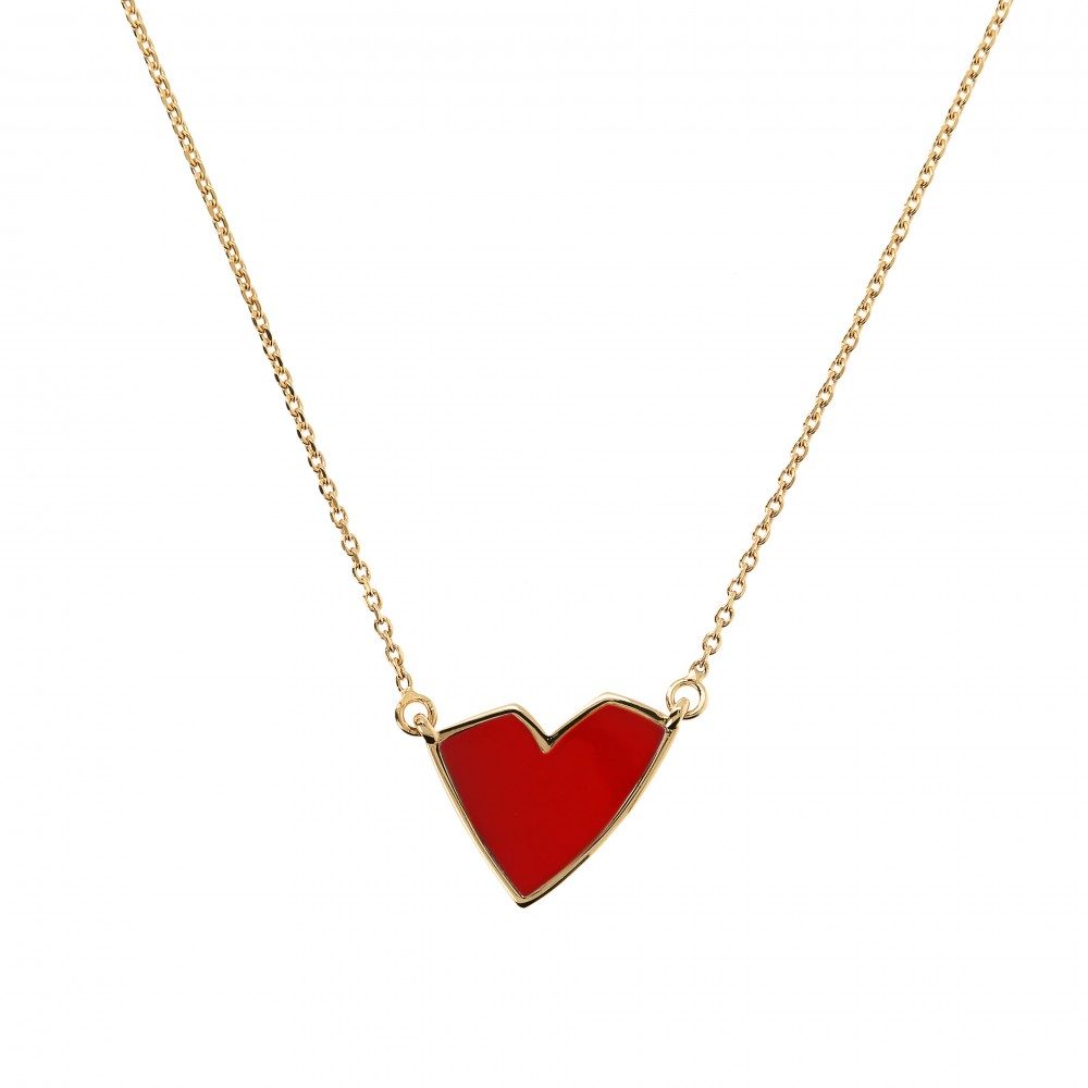Netali Nissim Red Enamel Heart Necklace