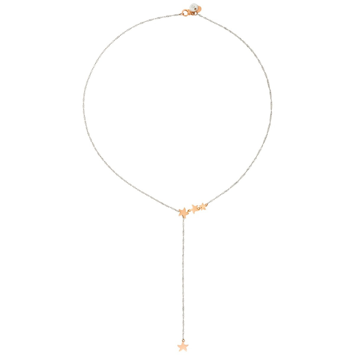 Dodo Lariat Star Necklace in 9kt Rose Gold and Silver
