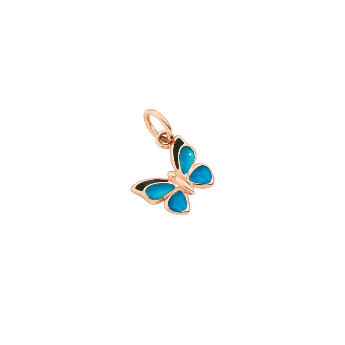 Dodo Butterfly Charm 9kt Rose Gold and Blue Enamel