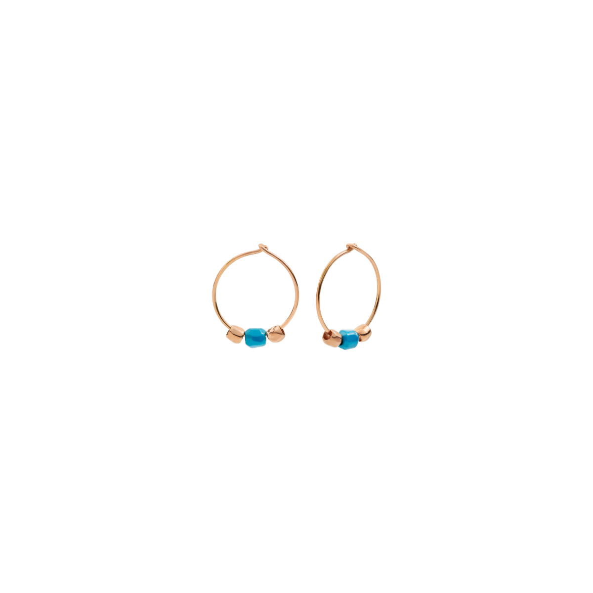 Dodo Hoop Earrings Mini Granelli Rose Gold and Turquoise Ceramic