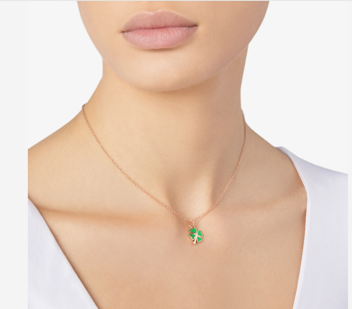 Dodo Ciondolo Quadrifoglio Oro Rosa con Smalto Cattedrale Verde