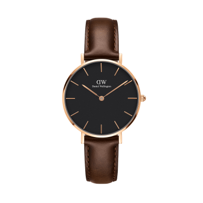 Daniel Wellington Petite Black Bristol Rose Gold 32