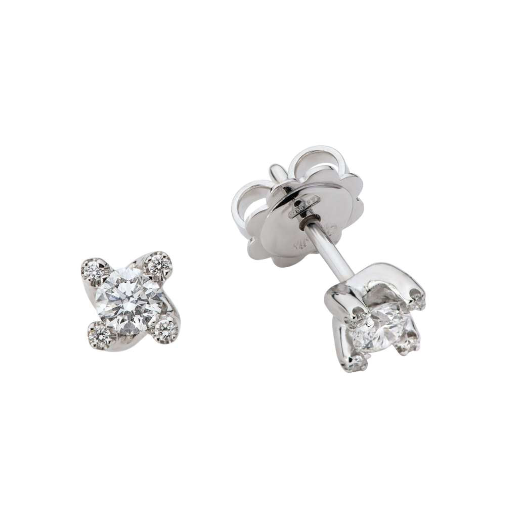 Polello Light Point Earrings in White Gold 2968 ct 0.22