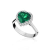 Quaglia Anello Oro Bianco Diamanti e Smeraldo a Cuore H184VSz_An