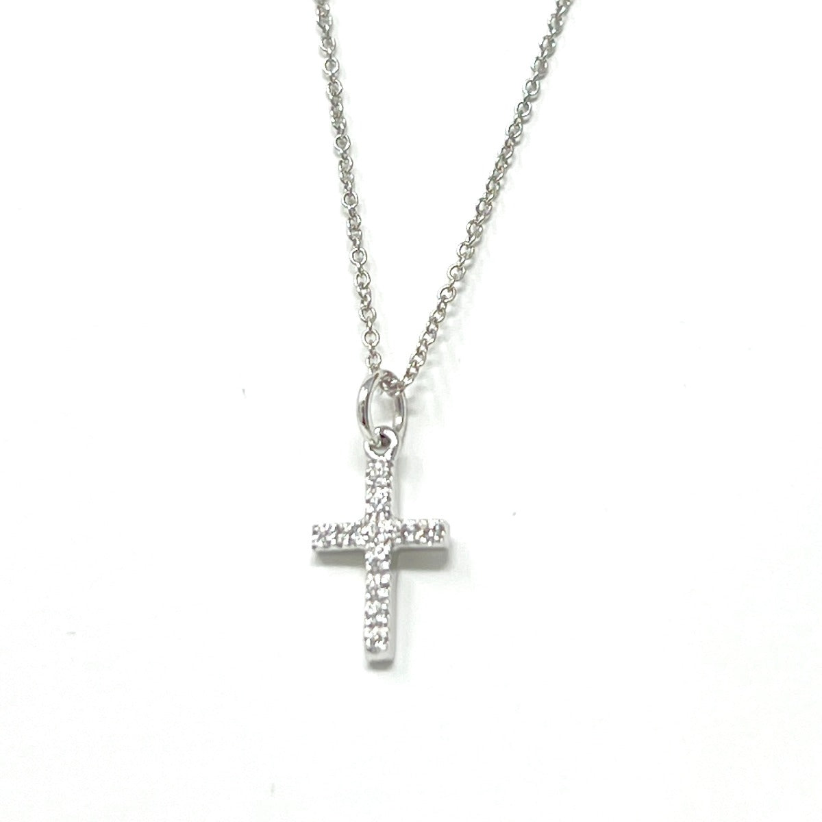Antelope Cross Necklace in White Gold and Diamonds