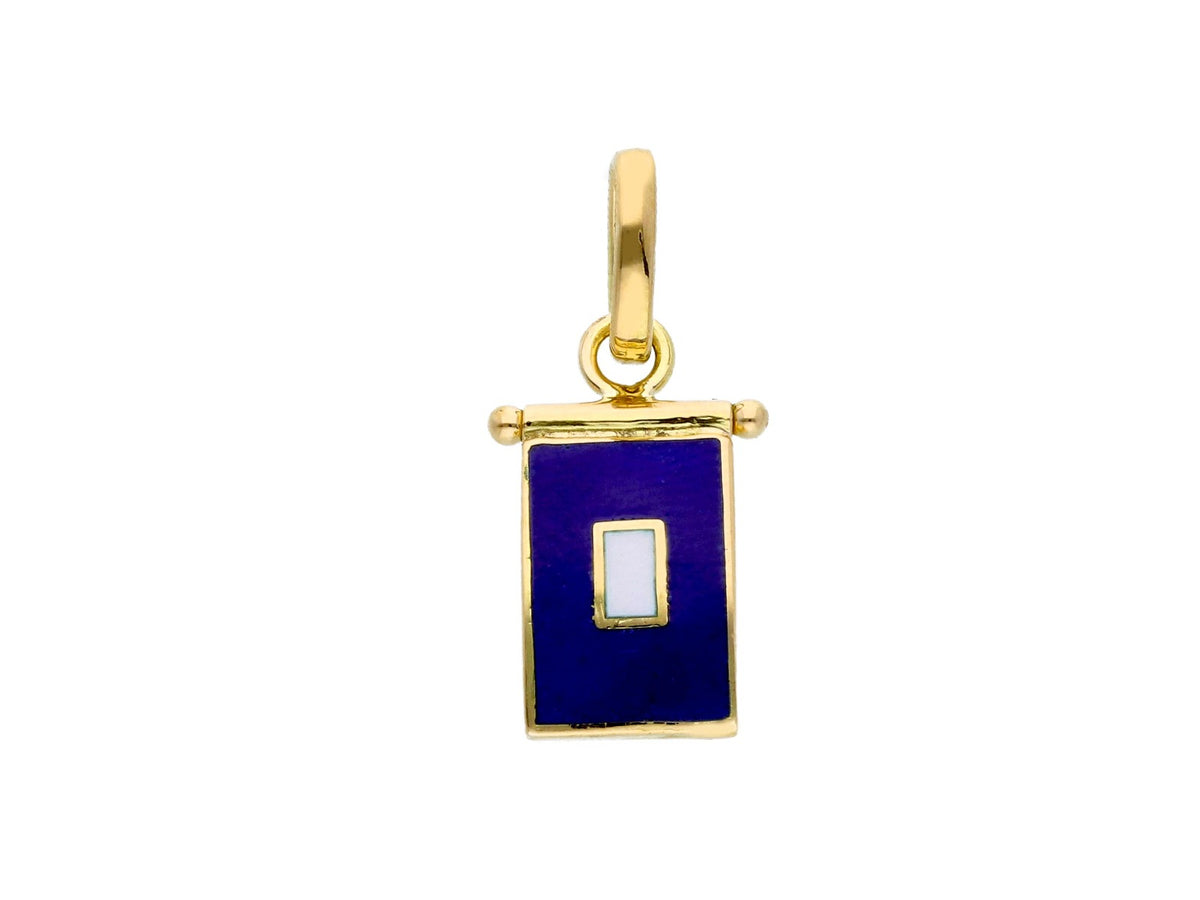 Ciondolo Bandiera Nautica in Oro Giallo 18kt e Smalto Lettera P