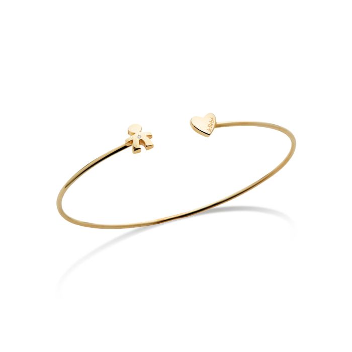 Le Bebè Les Petites Bracciale Bimbo e Cuore Oro Giallo e Diamante LBB720-C