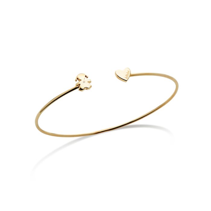 Le Bebè Les Petites Bracciale Bimba e Cuore Oro Giallo e Diamante LBB721