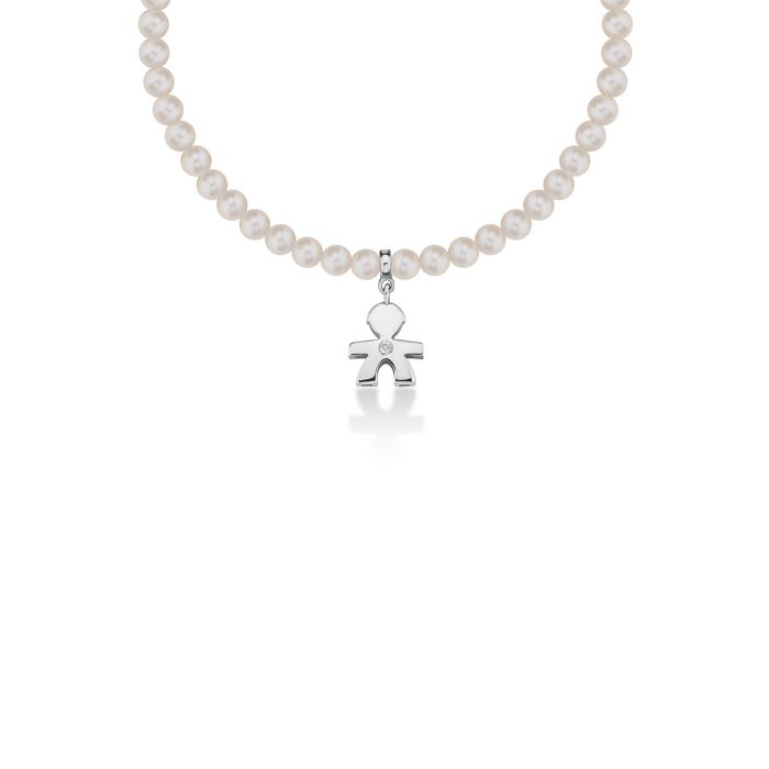Le Bebè Le Perle Bracciale Bimbo Oro Bianco Perle e Diamante LBB802