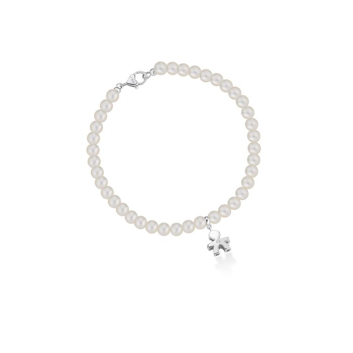 Le Bebè Le Perle Bracciale Bimbo Oro Bianco Perle e Diamante LBB802