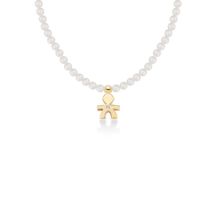 Le Bebè Le Perle Collana Bimbo Oro Giallo Perle e Diamante LBB820