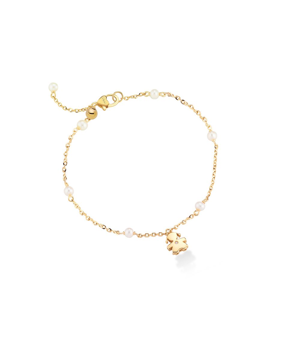 Le Bebè Le Perle Bracciale Bimba Oro Giallo Perle e Diamante LBB833