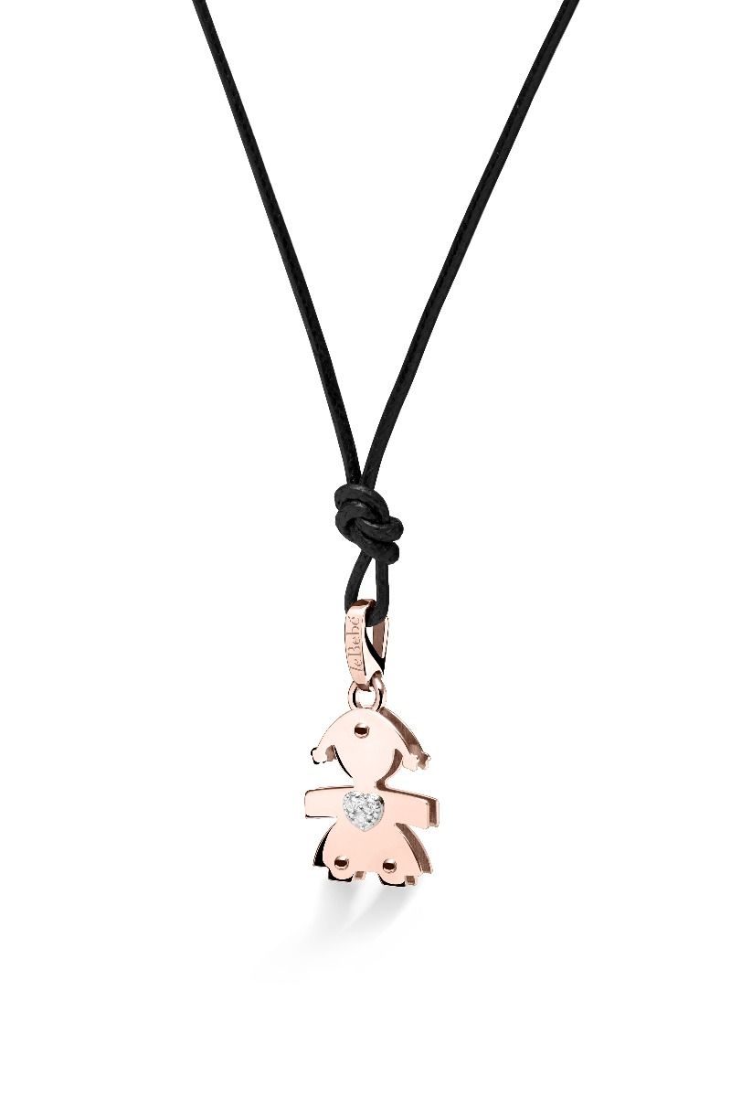 Le Bebè I Diamantini Bimba Oro Rosa con Cuore Pavé Diamanti LBB067