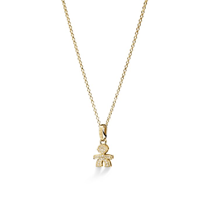 Le Bebè I Pavè Mini Child Pendant in Yellow Gold and Diamonds LBB253
